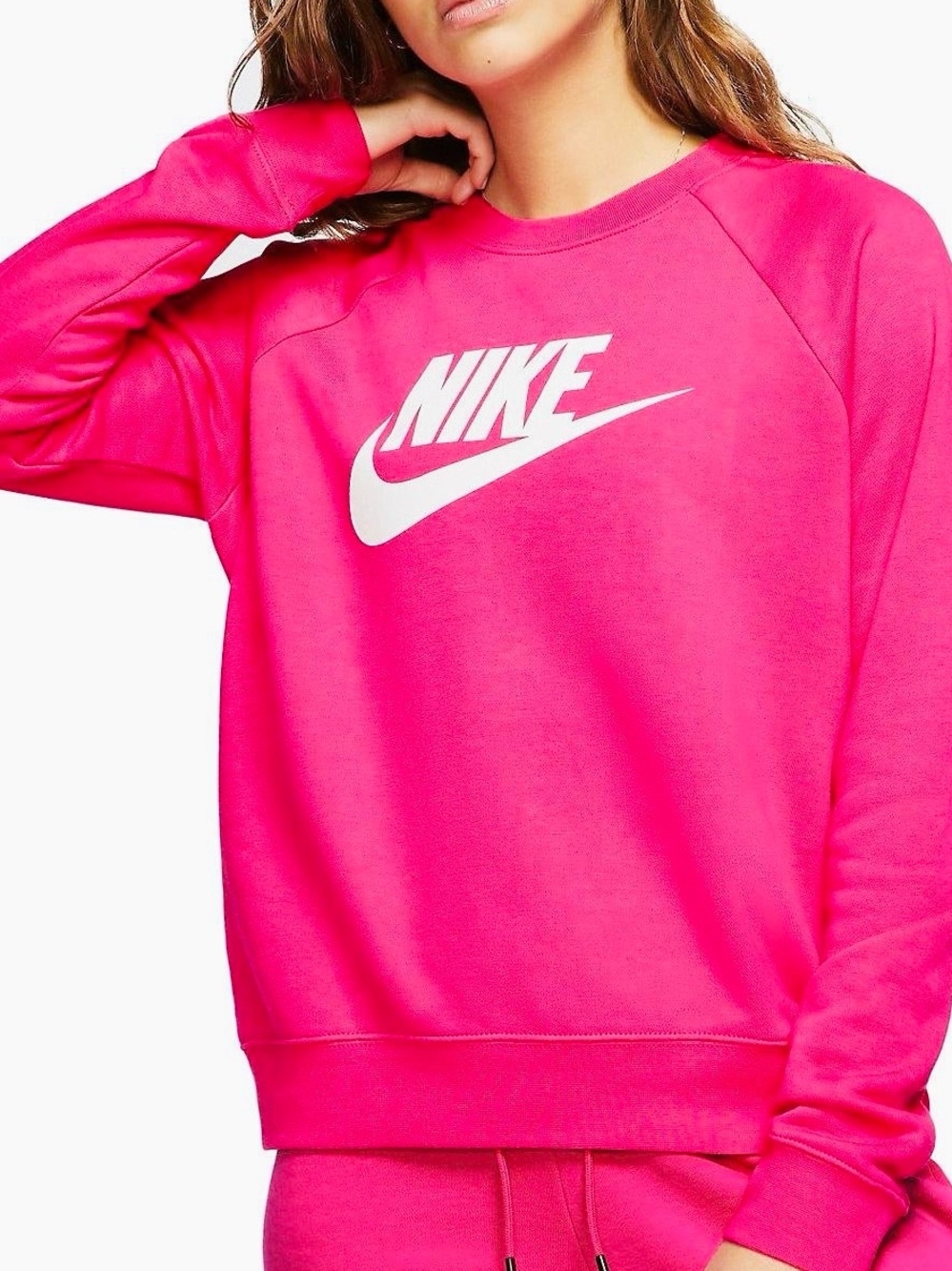 Nike Hot Pink / Magenta Crew Sweatshirt with White Swoosh Logo size XSmall